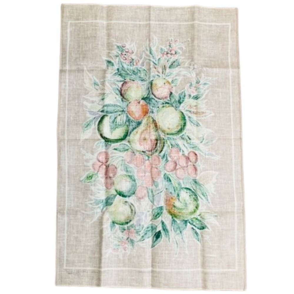 Samuel Lamont MCM 100% Irish Linen Fruit Still Life Tea Towel XL NOS - Picture 2 of 5